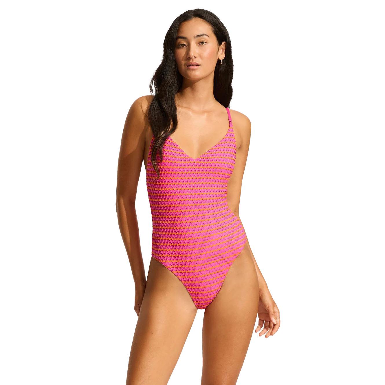 Seafolly Mesh Effect V Neck One Piece